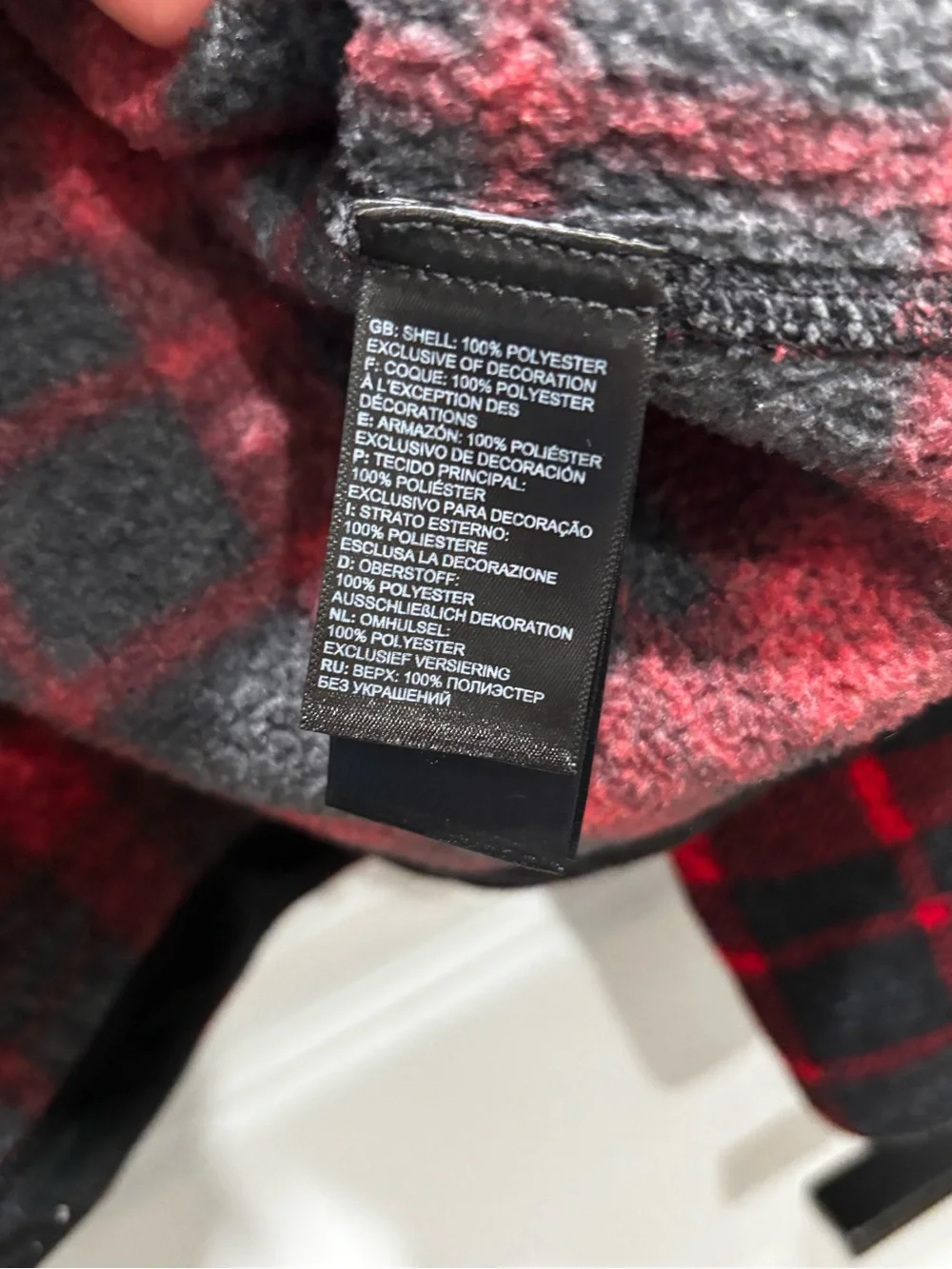 The North Face Men’s Red and Black Plaid Zip-Up Fleece